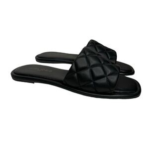 J/Slides Yoel Sandal Black Leather Quilted 8.5
